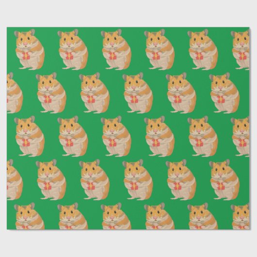 Niedlicher kleiner Hamster mit Weihnachtsgeschenk  Geschenkpapier (Flach)
