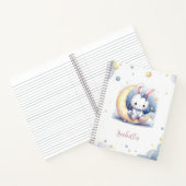 niedlicher kleiner Hase auf dem Mond Notizblock (Innenseite)