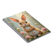 Niedlicher kleiner Hasen umgeben von Blume, Brauch Notizblock (Rechte Seite)