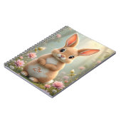 Niedlicher kleiner Hasen umgeben von Blume, Brauch Notizblock (Linke Seite)