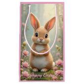 Niedlicher kleiner Hasen umgeben von Blume, Kinder Kleine Geschenktüte (Vorderseite)