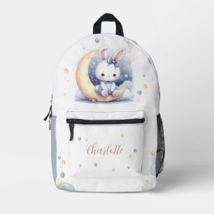 niedlicher kleiner Hasen und Mond Bedruckter Rucksack
