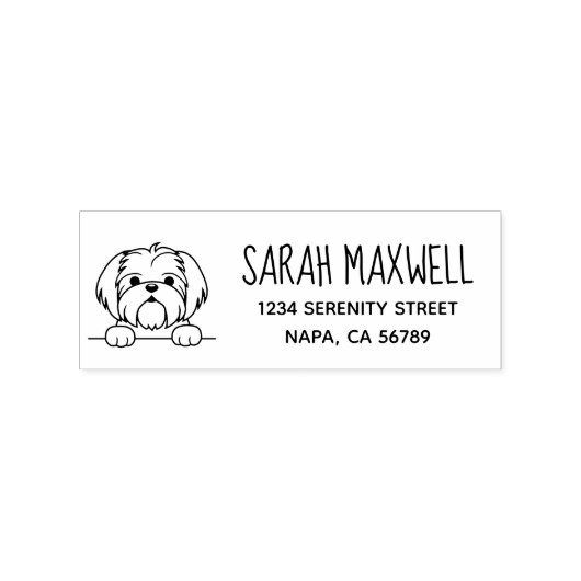 Niedlicher kleiner Hund Shih Tzu Rücksendeadresse Gummistempel (Prägung)