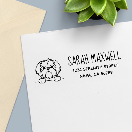 Niedlicher kleiner Hund Shih Tzu Rücksendeadresse Permastempel