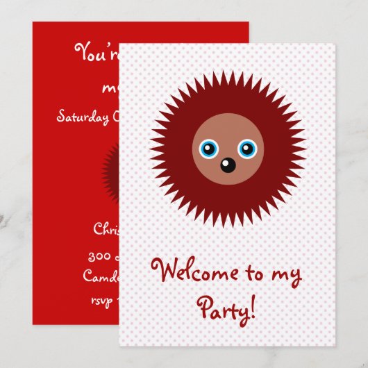 Niedlicher kleiner Igel Einladung (Vorne/Hinten)