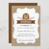 Niedlicher kleiner Igel Geburtstag Einladung Waldl (Vorne/Hinten)