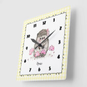 Niedlicher kleiner Igel Gelb Quadratische Wanduhr (Winkel)