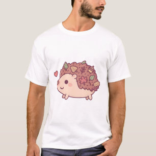 Niedlicher kleiner Igel mit Herbstblättern und Mai T-Shirt