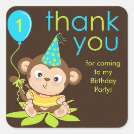 Niedlicher kleiner Junge Affe Danke, dass du Stick Quadratischer Aufkleber