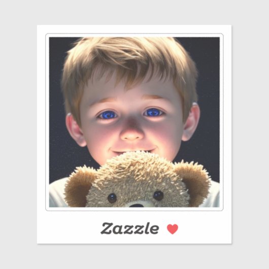 Niedlicher kleiner Junge mit Teddybär Aufkleber (Blatt)