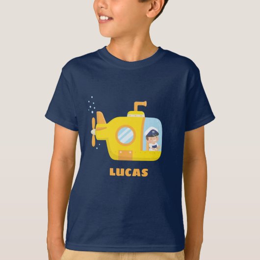 Niedlicher kleiner Kapitän Submarine Boys Tee (Vorderseite)