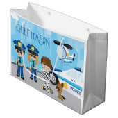 Niedlicher kleiner Kid-Cartoon-Polizist mit Vornam Große Geschenktüte (Vorderseite Schrägansicht)