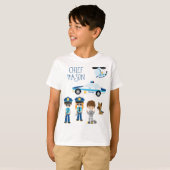 Niedlicher kleiner Kid-Cartoon-Polizist mit Vornam T-Shirt (Vorne ganz)