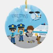 Niedlicher kleiner Kid Cartoon Polizist Weihnachte Keramik Ornament (Hinten)