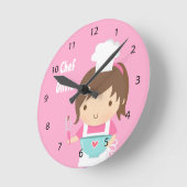 Niedlicher kleiner Koch Baker Girls Zimmerdekor Runde Wanduhr (Winkel)