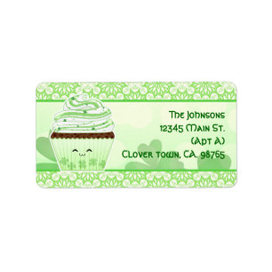 Niedlicher kleiner Kuchen kawaii St. Patricks Adressaufkleber