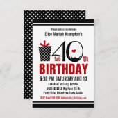 Niedlicher kleiner Kuchen Schwarzer und Rot-40. Einladung (Vorne/Hinten)