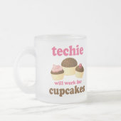 Niedlicher kleiner Kuchen Techie Mattglastasse (Links)