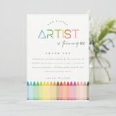 Niedlicher kleiner Künstler Crayon Regenbogen jede Dankeskarte (Stehend Vorderseite)