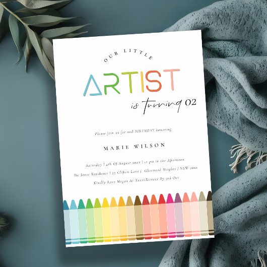 Niedlicher kleiner Künstler Crayon Regenbogen jede Einladung