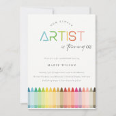 Niedlicher kleiner Künstler Crayon Regenbogen jede Einladung (Vorderseite)