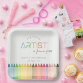 Niedlicher kleiner Künstler Crayon Regenbogen jede Pappteller (Party)