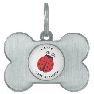 Niedlicher kleiner Ladybug-Hund mit Telefonnummer Tiermarke