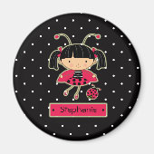 Niedlicher kleiner Ladybug-Mädchen personalisierte Magnet (Vorne)