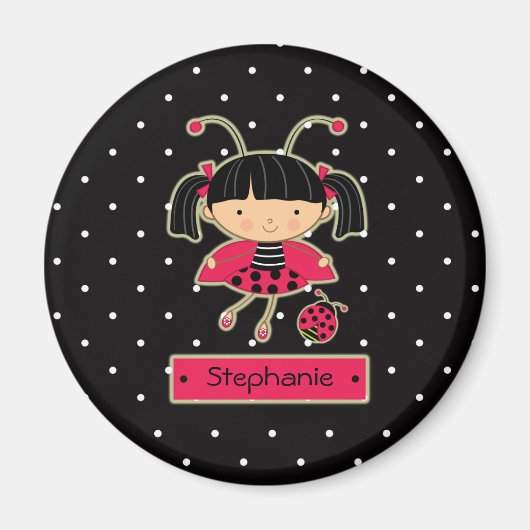 Niedlicher kleiner Ladybug-Mädchen personalisierte Magnet (Vorne)