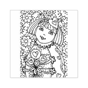 NIEDLICHER KLEINER LADYBUG MIT HERZBOUQUET, WUNSCH GUMMISTEMPEL