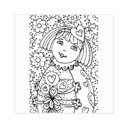 NIEDLICHER KLEINER LADYBUG MIT HERZBOUQUET, WUNSCH GUMMISTEMPEL (Prägung)