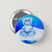 Niedlicher, kleiner lebhafter polarer Bär Button (Vorne & Hinten)