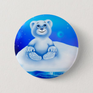 Niedlicher, kleiner lebhafter polarer Bär Button