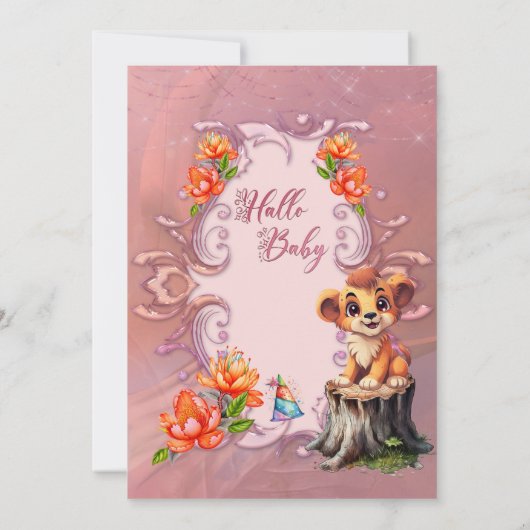 Niedlicher kleiner Löwe Einladung (Rückseite)