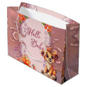 Niedlicher kleiner Löwe Große Geschenktüte (Rückseite Schrägansicht)
