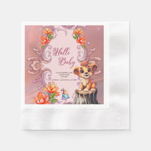 Niedlicher kleiner Löwe Serviette (Vorderseite)
