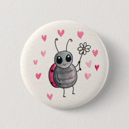 Niedlicher kleiner Marienkäfer oder Marienkäfer Button (Vorderseite)