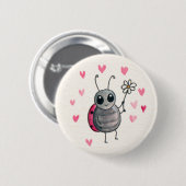 Niedlicher kleiner Marienkäfer oder Marienkäfer Button (Vorne & Hinten)