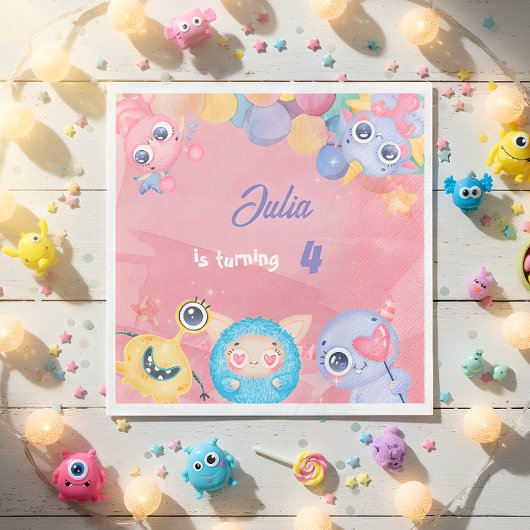 Niedlicher Kleiner Monster-Kindergeburtstag Serviette