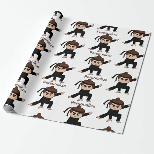 Niedlicher Kleiner Ninja Typ Cartoon Personalisier Geschenkpapier (Ungerollt)