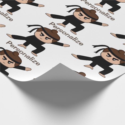 Niedlicher Kleiner Ninja Typ Cartoon Personalisier Geschenkpapier (Ecke)