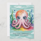 Niedlicher kleiner Oktopus unter der Meerschweindu Einladung (Rückseite)