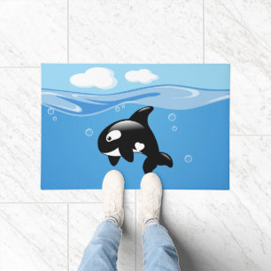 Niedlicher kleiner Orca-Wal im Ozean Fußmatte