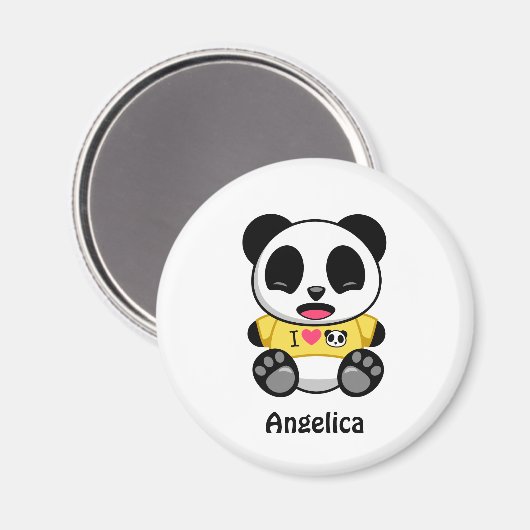 Niedlicher kleiner Panda auf Weiß Magnet (Vorderseite/Rückseite)