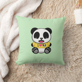 Niedlicher kleiner Panda in gelbem T - Shirt auf G Kissen