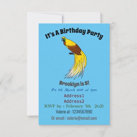 Niedlicher kleiner Paradiesvogel Einladung (Vorderseite)