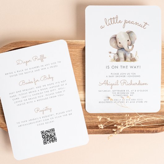 Niedlicher kleiner Peanut Elephant QR Code Kinderd Einladung