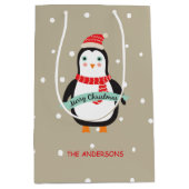Niedlicher kleiner Penquin "Frohe Weihnachten" Per Mittlere Geschenktüte (Vorderseite)