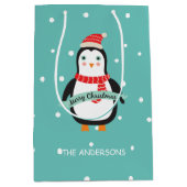 Niedlicher kleiner Penquin "Frohe Weihnachten" Per Mittlere Geschenktüte (Vorderseite)