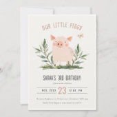 Niedlicher kleiner Piggy Foliage Butterfly Kinderg Einladung (Vorderseite)